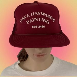 Vintage 90s Painting Advertising Mesh Trucker Foam Strapback Rope Hat